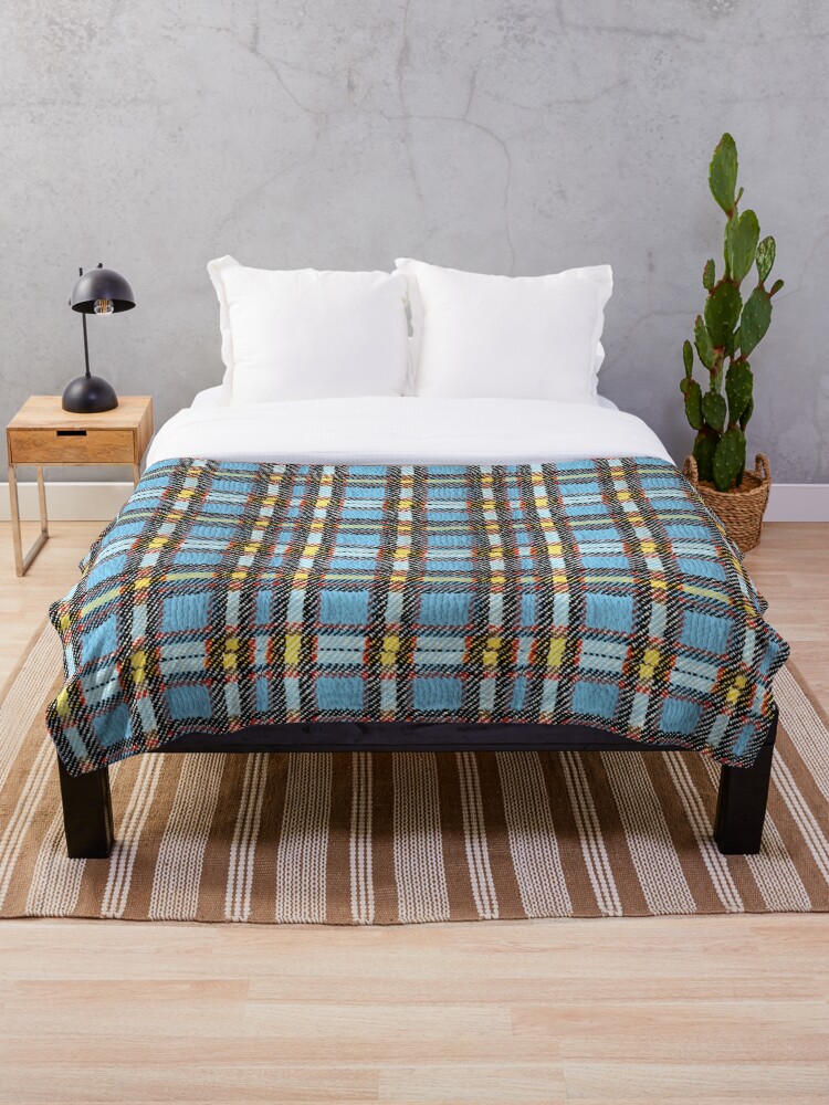 Duvet cover in a tartan pattern inspired by the colors of the Aruba national flag
