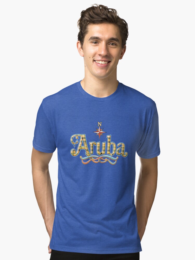 T-shirt with Tartan pattern Aruba logo and a North start compass